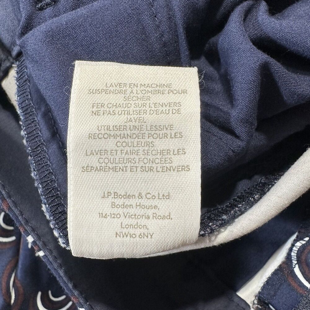 BODEN Navy Blue Richmond Rainbow Pattern Slim Straight Leg Trouser Pants Size 6R - Picture 9 of 9
